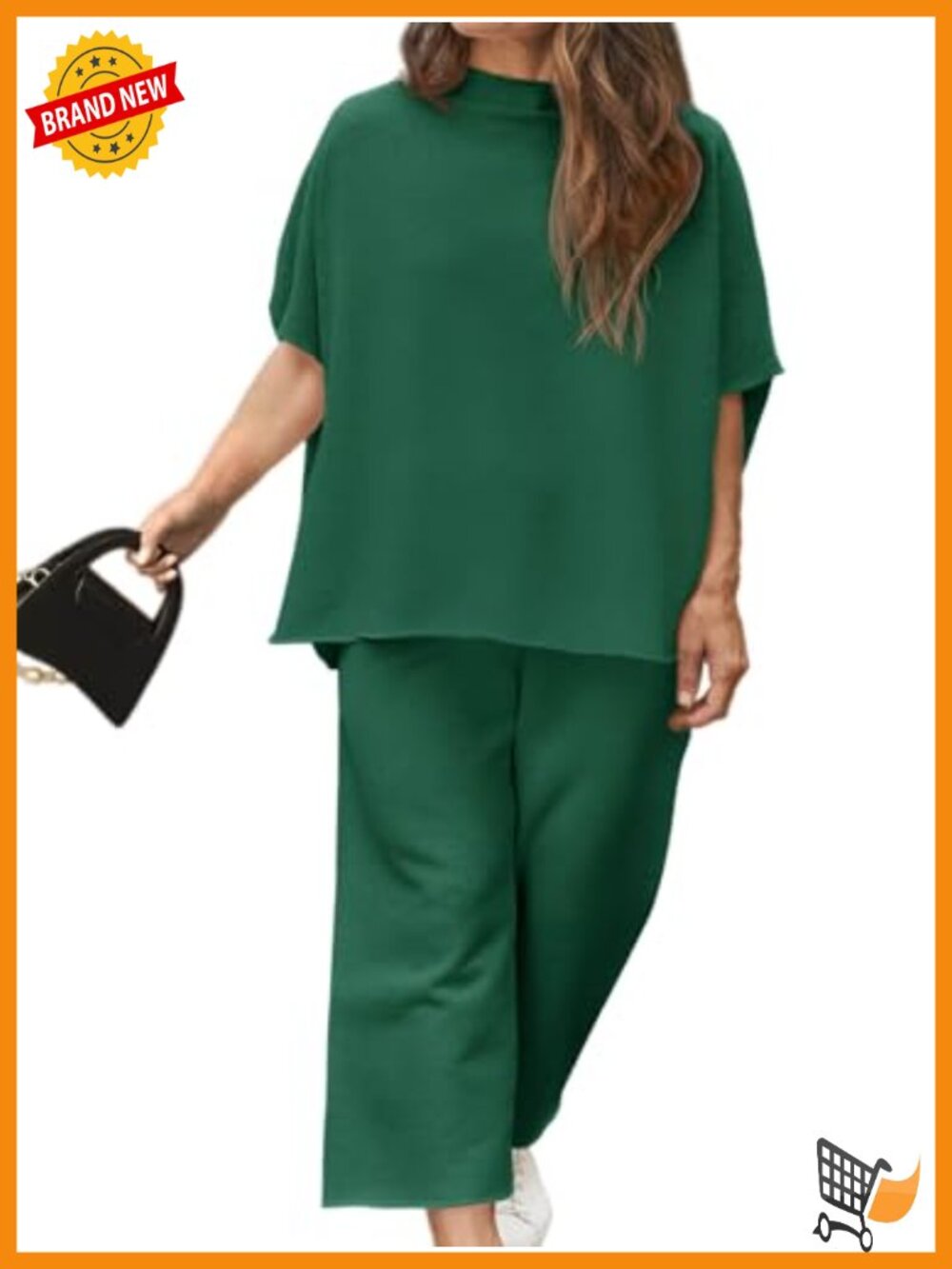 Plus Size 2 Piece Lounge Set with Capelet Top Wide Leg Pants Pockets